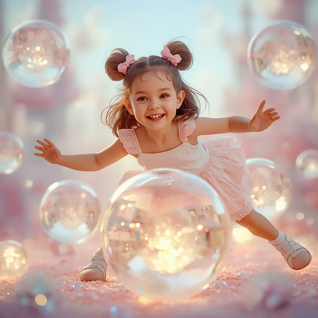 Cute Girl Crystal Orb Playground Whimsical Magical Bliss | retro style prompt for gemini girl in english — AI image prompt