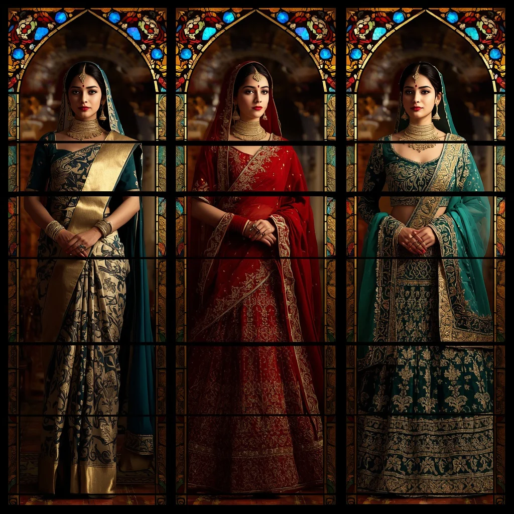 A Stained Glass Window Collage for a Royal Indian Woman — AI image prompt