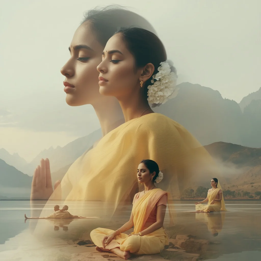 Meditative Journey of Self-Realization in a Tranquil Landscape — AI image prompt