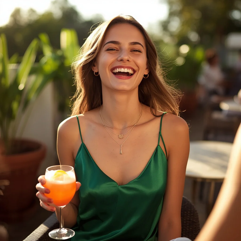 Vibrant Silk Slip Dress at a Summer Party — AI image prompt